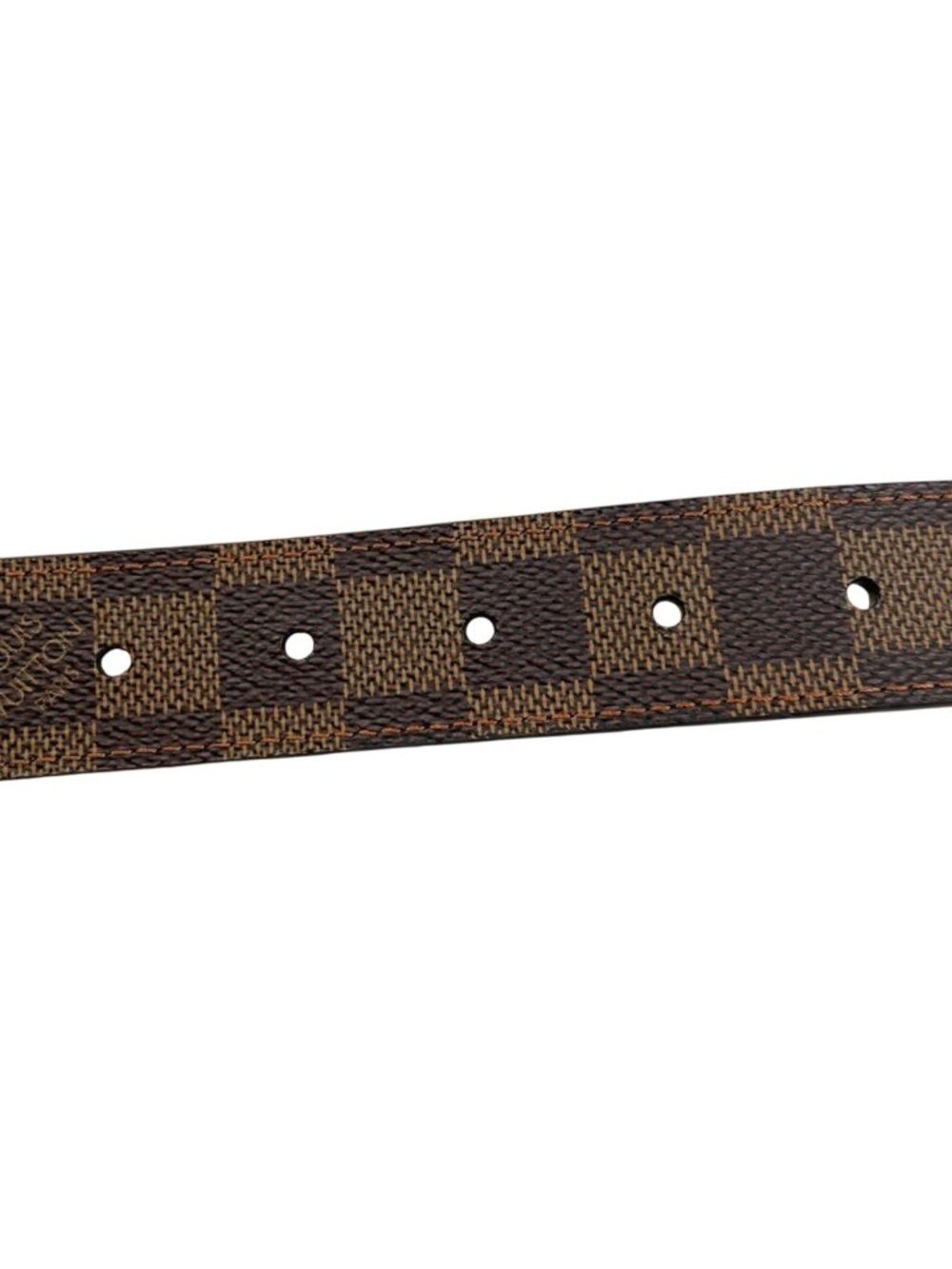 Louis Vuitton Belt Ceinture Carre Damier Ebene Logo Buckle Gold - Picture 6 of 9
